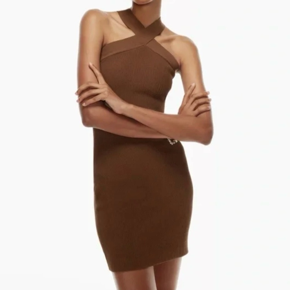 ARITZIA BABATON SCULPT KNIT CRISS CROSS MINI DRESS